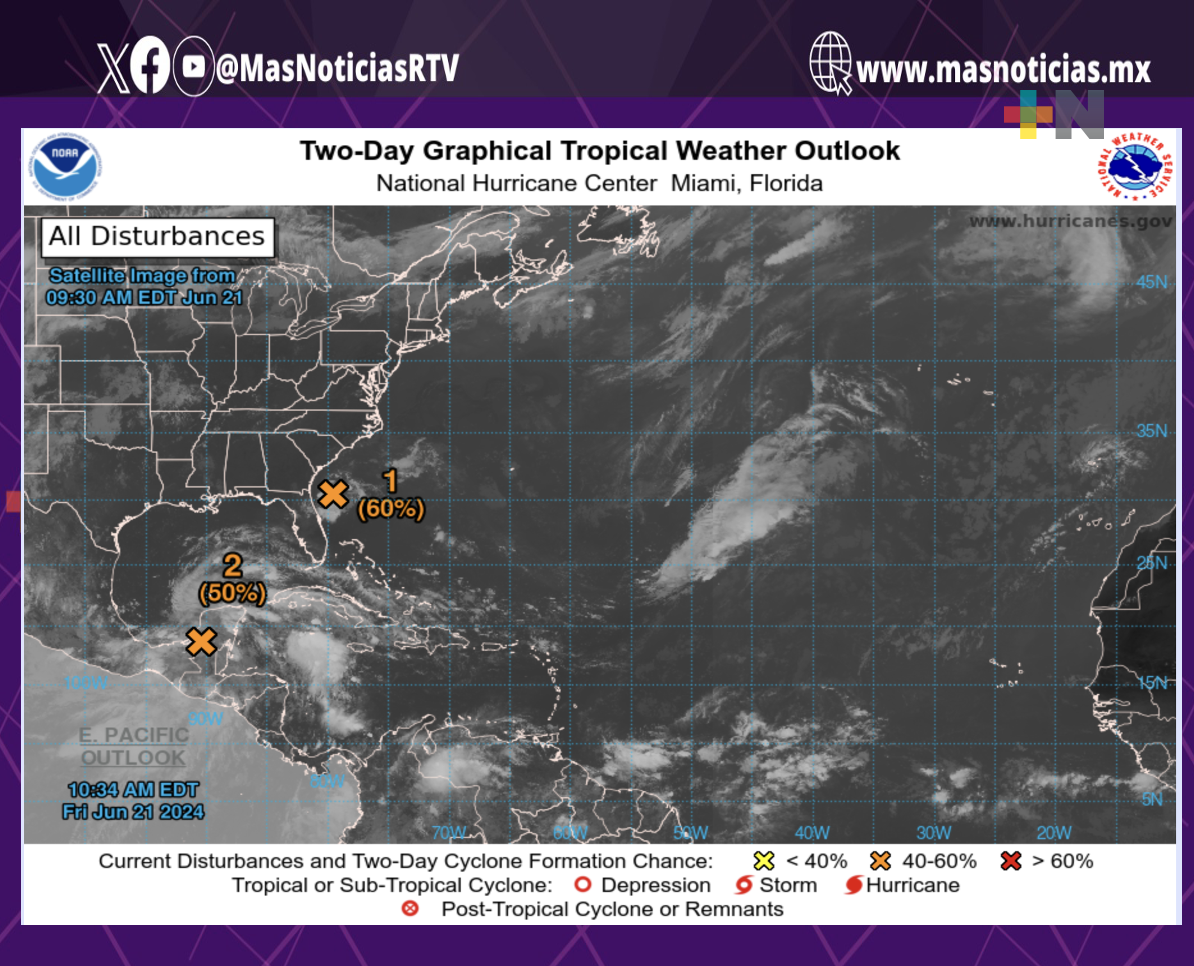 Se eleva probabilidad al 50% de desarrollo de Ciclón Tropical en el Golfo de México